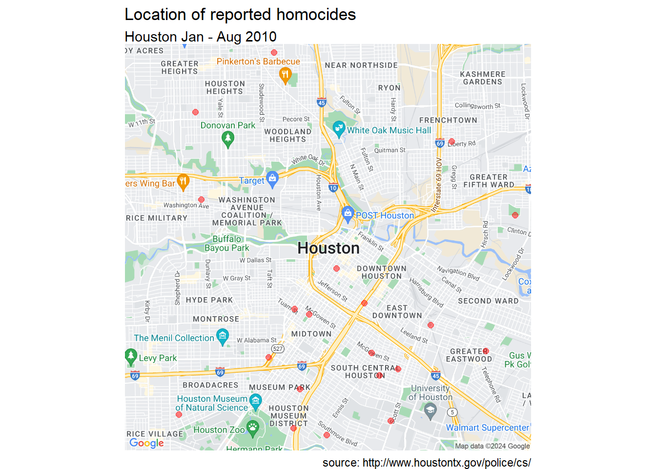 Customize Houston crime locations using Google Maps