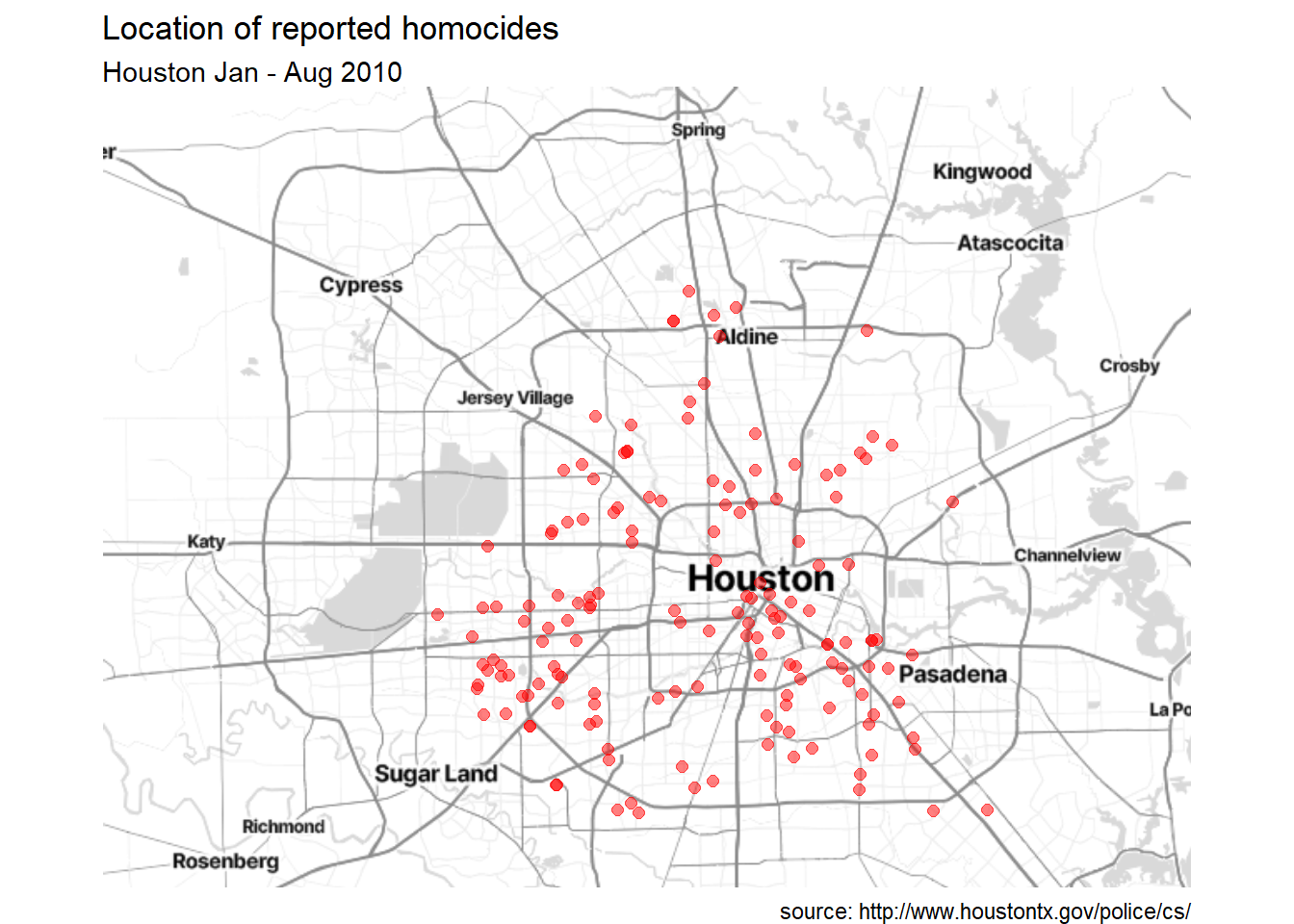 Crime locations with titles, and without longitude and latitude